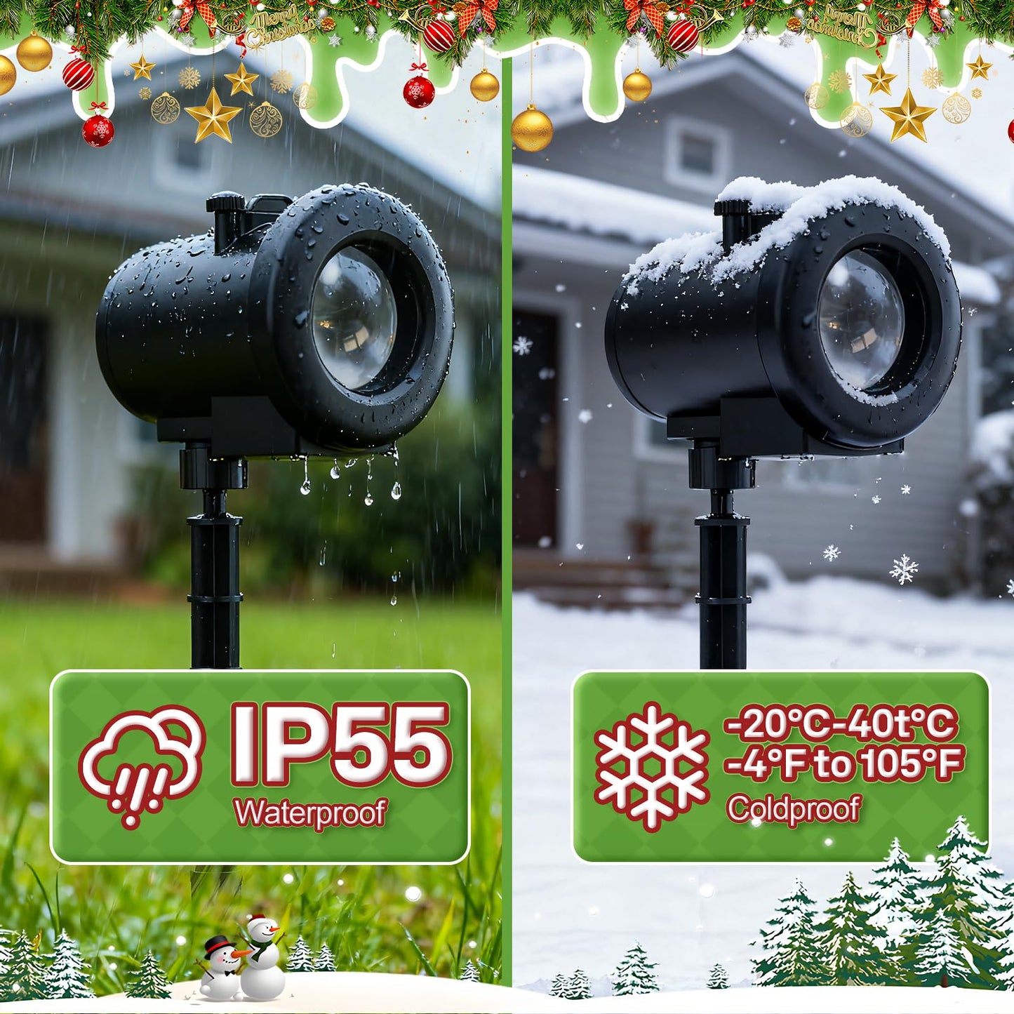 12 In 1 Christmas Projector Lights Outdoor  3D Dynamic Santa Sleigh/Nativity/Green Monster/Ghost/Spider/Bat Christmas Decor Night Lights For Party Home Window Wall Holiday Decor