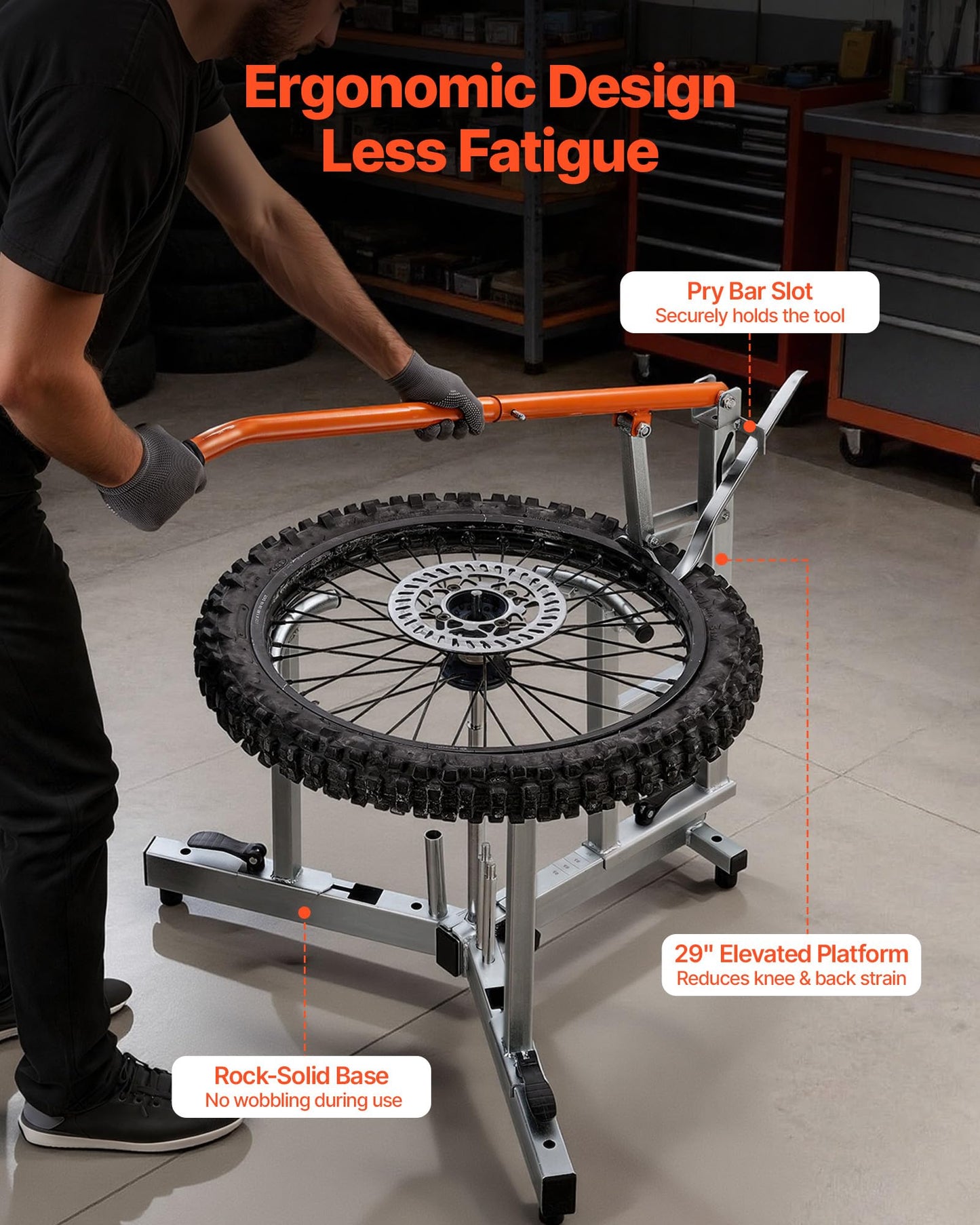 VEVOR Dirt Bike and Dual Sport Tire Changer, Fits for 16"-21" Wheels, 15/17/20/25 mm Axles, Heavy Duty Dirt Bike Tire Changing Tool Kit with Bead Breaker, Irons, Protective Sleeves, and Storage Bag