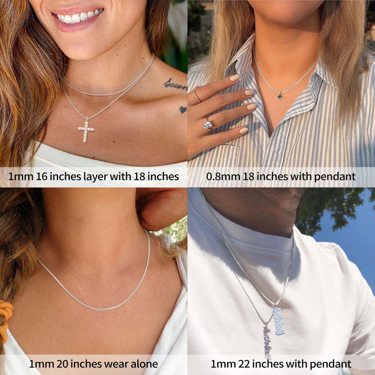 ASHINE Sterling Silver Chain Silver Chain Necklace for Women Chain Necklace Valentine Charm Jewelry Chain Long Necklaces for Wom