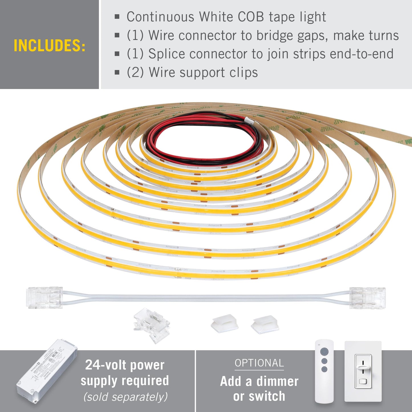 Armacost Lighting Ribbonflex Pro Cob  24V  5000K  165 Lumens/Ft  Ip20  5M 171430