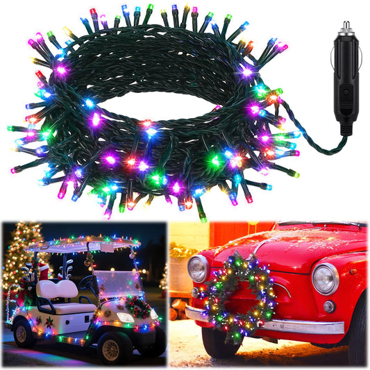 Aurelema 12V Christmas 66 Ft Car Led String Light Golf Cart Decorations Multicolor Light String Waterproof Atmosphere Lighting Kits For Christmas Car Accessories