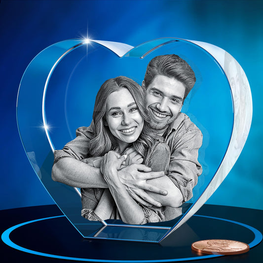 ArtPix 3D Crystal Photo, Personalized Gifts for Father, Dad, Women, Wife, Her, Grandpa, Great Customized Gift with Your Own Photo, Custom Glass 3D Laser Etched Picture Wedding - Heart