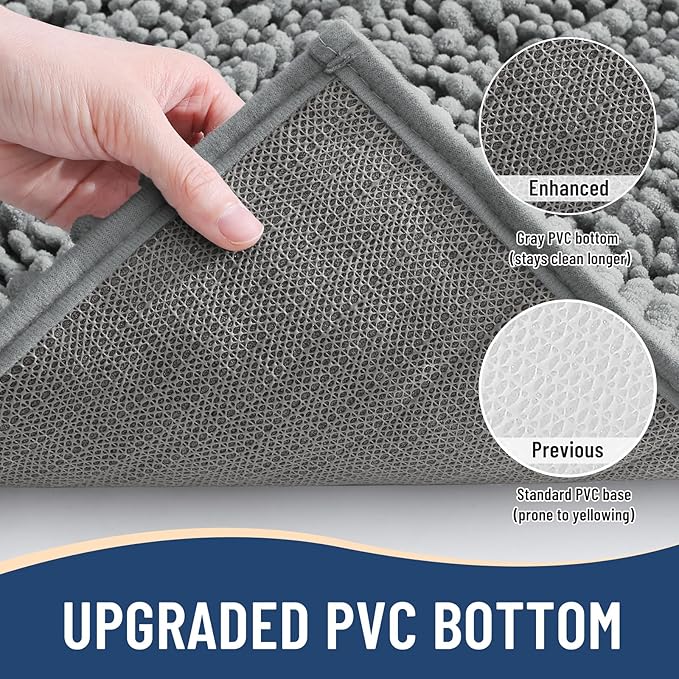 Arotive Luxury Round Chenille Bathroom Rug Mat, Extra Soft Thick Absorbent Shaggy Bath Rugs, Non-Slip Machine Wash Dry Plush Bath Mats for Bathroom, Shower and Tub, 24x24, Grey