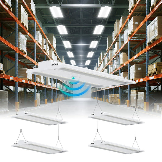 Led Linear High Bay Shop Light 210W  Larger Central Lighting Area  31500Lm  120-277V  0-10V  5000K  Commercial Linear High Bay Led Shop Lights For Warehouse Industrial Garage Workshops  4 Pack  Ul