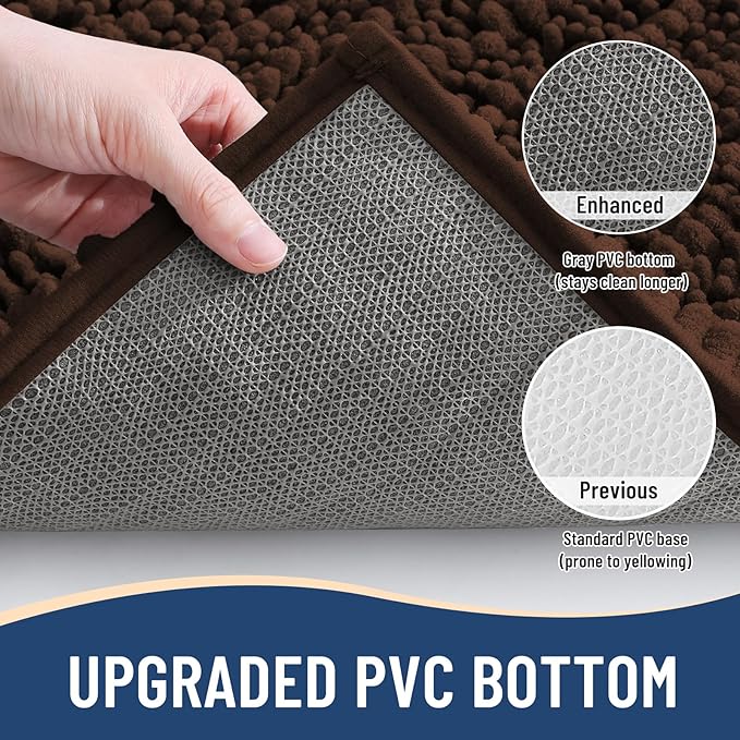 Arotive Luxury Chenille Bathroom Rug Mat, Extra Soft Thick Absorbent Shaggy Bath Rugs, Non-Slip Machine Wash Dry, Plush Bath Mats for Bathroom, Shower and Tub, 40x32, Brown