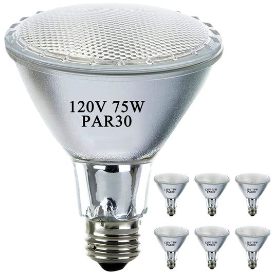 Misdood Par30 Long Neck Halogen Flood Light Bulbs 120V 75W  Dimmable Par30 Led Light Bulb Replacement  E26 Medium Base  2700K Warm Lighting  3000 Hours For Recessed Light Bulb(6 Pack)