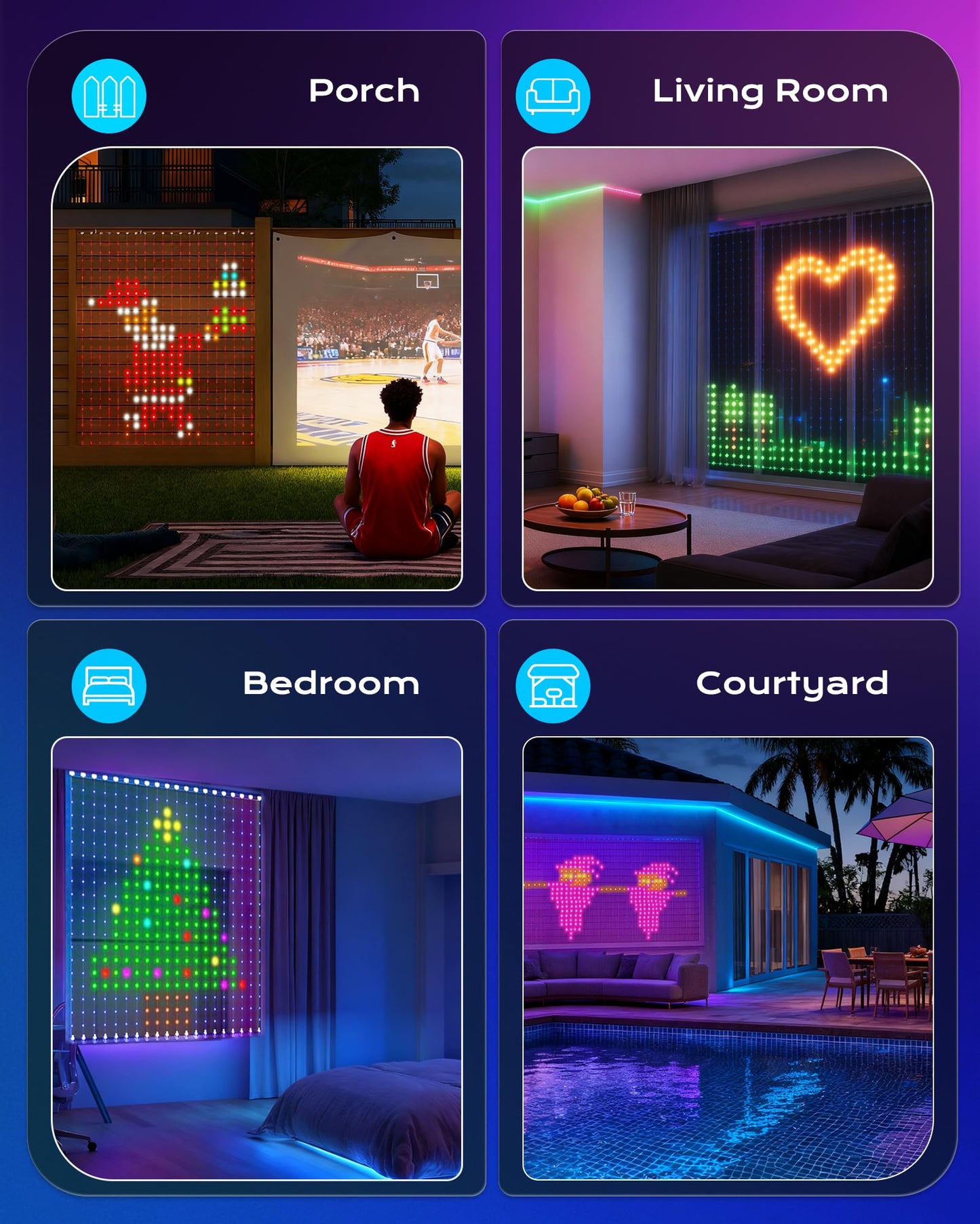 Brightown 540 Rgbic Led Smart Curtain Fairy Lights  4.9X6.6Ft Dynamic Color Changing Christmas String Lights With Remote  Ip65 Waterproof Smart Wall Window Lights For Bedroom Living Room Garage