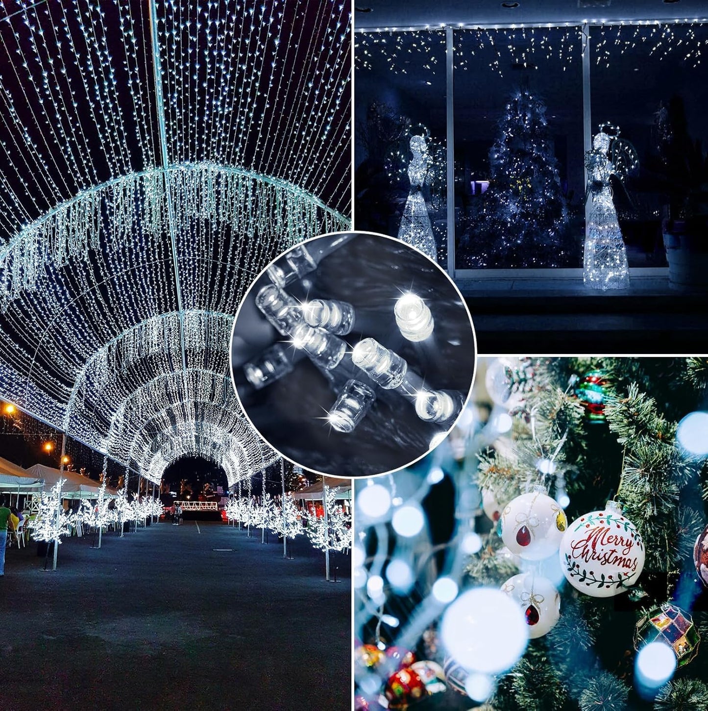288Ft 800Led Extra-Long String Lights Indoor Outdoor Clear Wire  Cold White Christmas String Lights  Plug In Twinkle Fairy Light With Timer And Memory For Wedding Patio Tree Yard Christmas Decorations