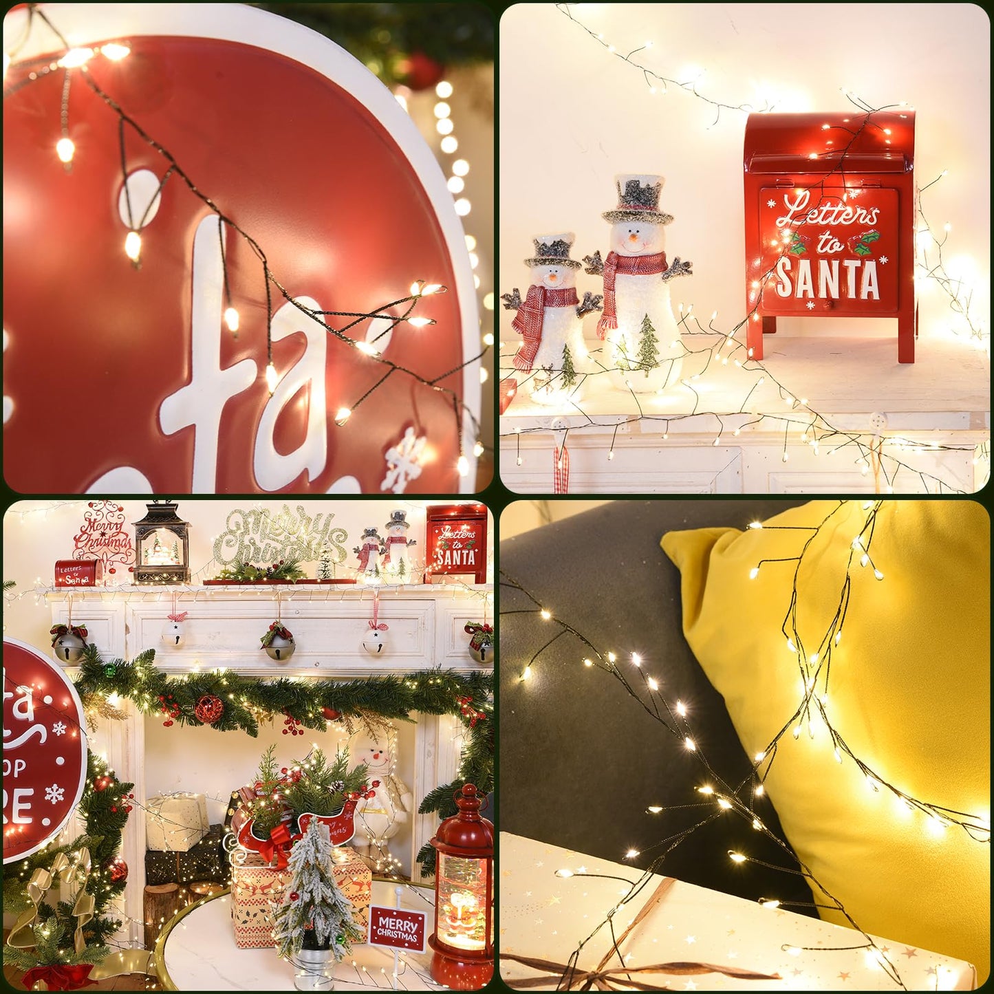 Lycklig Fairy Lights Plug In 32.8Ft 500Led Warm Christmas Wreath Twinkle Lights With Timer Waterproof Remote Fire er Firefly Cluster String Light For Bedroom Graland Party Tree Decor Black Wire