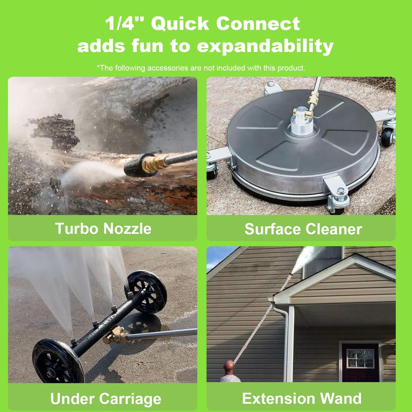 Electric Pressure Washer 5000 PSI 2.8 GPM High Power Washer with 4 Pressure Nozzle and Foam Cannon, powerwashers for Home, Car Washing, Fence Cleaning, Patio, Green