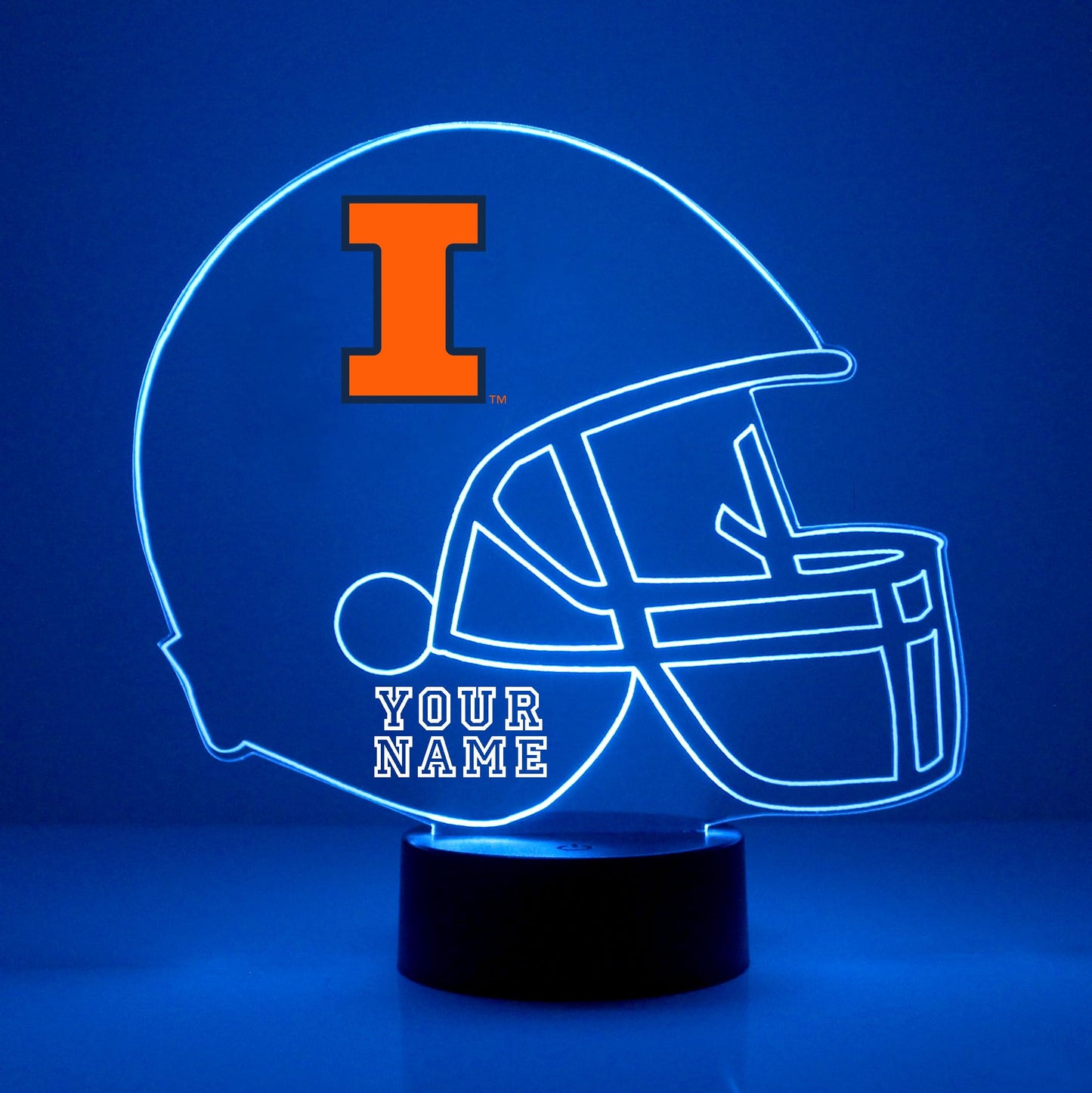 Custom University Of Illinois Kingfishers Fighting Illiani Football Helmet Led Sign Night Light Lamp - Remote  Personalized  Officially Licensed From The Clc By Mirror Magic Gifts  Made In The Usa 1