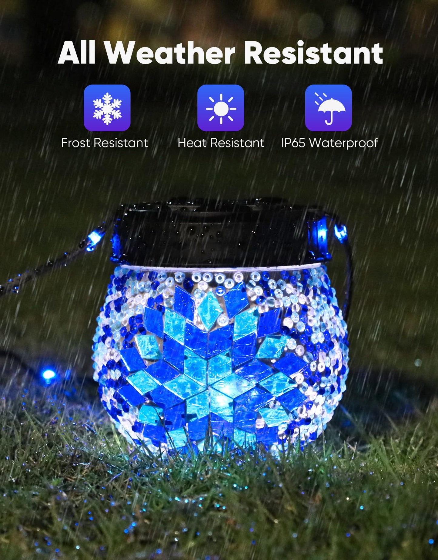 Mosaic Solar Lights Outdoor 6 Pack  Solar Hanging Lanterns Christmas Halloween Gifts For Women Mom Grandma  Waterproof Glass Globe Lights  Garden Patio Decor For Yard  Tree  Balcony  Cold