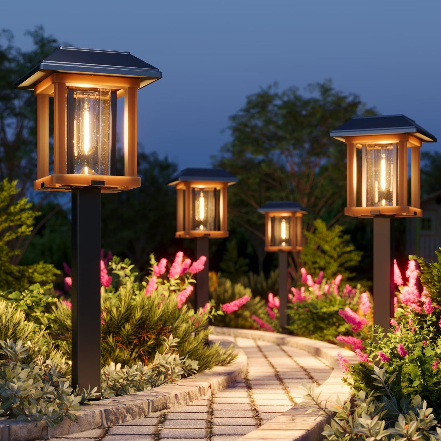 Xmcosy+ Solar Pathway Lights Outdoor Waterproof Ip65 - Dual-Tone 25 Lm Led Solar Garden Lights For Yard  Glass Outdoor Lighting For Garden Patio Yard Landscape Walkway Driveway Lawn Decor (Warm White)