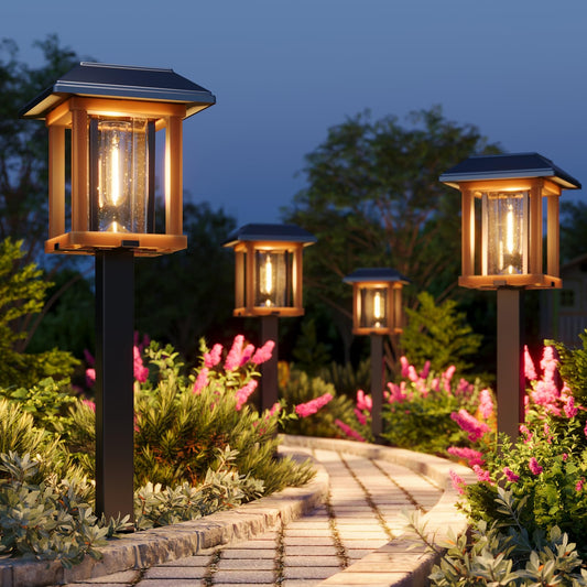 Xmcosy+ Solar Pathway Lights Outdoor Waterproof Ip65 - Dual-Tone 25 Lm Led Solar Garden Lights For Yard  Glass Outdoor Lighting For Garden Patio Yard Landscape Walkway Driveway Lawn Decor (Warm White)