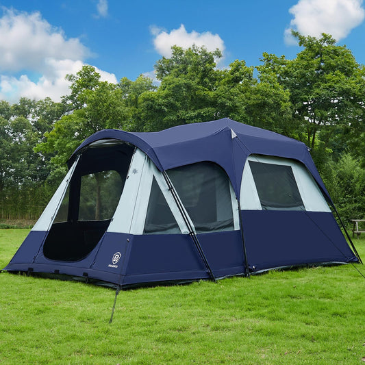EVER ADVANCED 8 Person Blackout Design Cabin Tent, Camping Tent with Multi Room, Family Tent with Extra Porch and Rainfly, 2 Rooms Huge Portable with Carry Bag, Water Resistant