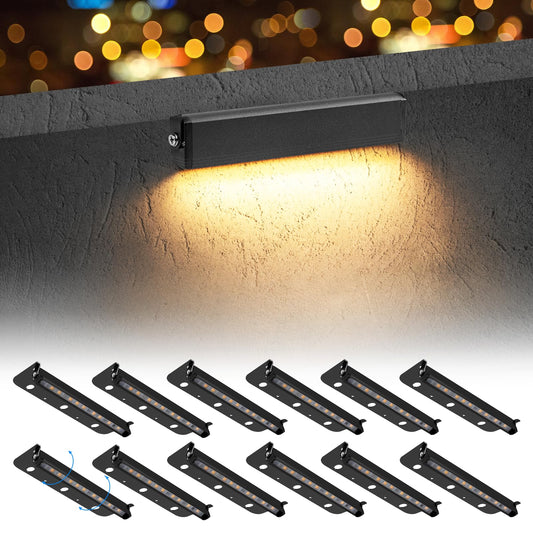 Kwinmyso 12-Packs 3W 7Inch Led Hardscape Paver Lighting 12V Ac/Dc Low Voltage Retaining Wall Lights Landscape Lighting 2700K Soft White Outdoor Step Light 50 000 Hours Lifespan-Black