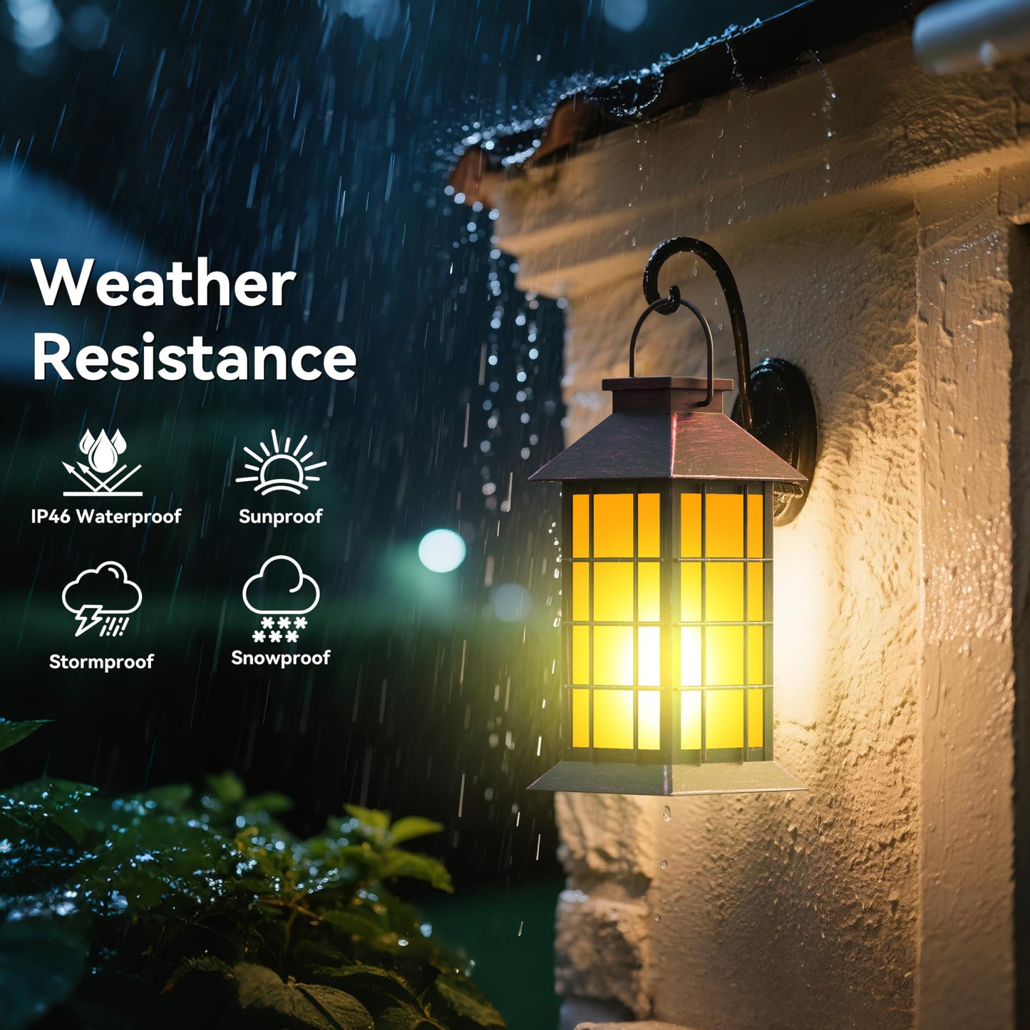 Anyperfect 2 Pack 13 Copper Solar Lantern With Flickering Flame Candle | Outdoor Waterproof Hanging Solar Lanterns  Metal & Glass Lights For Garden Decoration  Rustic Gifts For Mom