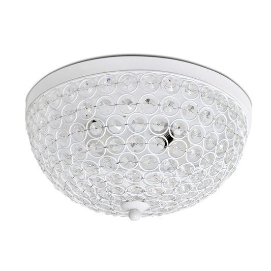 LALIA HOME 2 Light Ceiling Flush Mount, Crystal, 13x13x6.5 inches, White, Model LHM-2000-WH