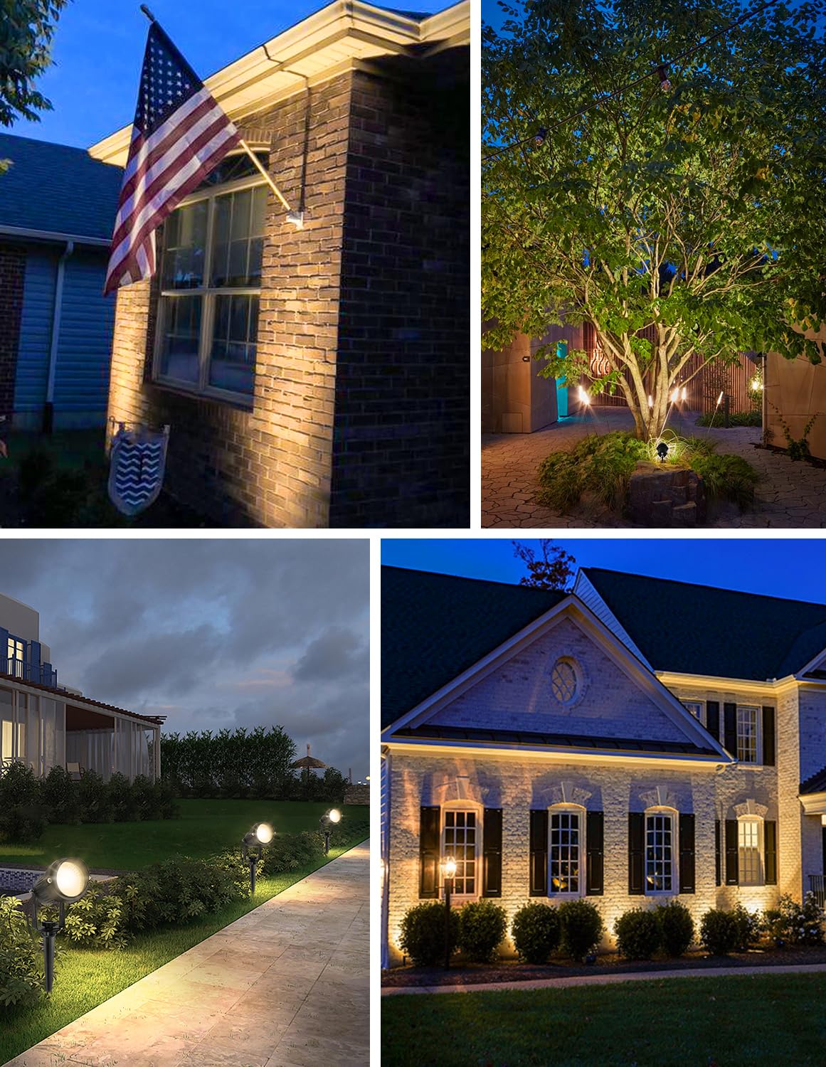 Crepow Dusk To Dawn Outdoor Led Spotlight  Outdoor Landscape Lighting With Photocell Sensor  3000K Warm White Waterproof Spot Lights For Yard Flag Pole House Garden Tree(4 Pack)