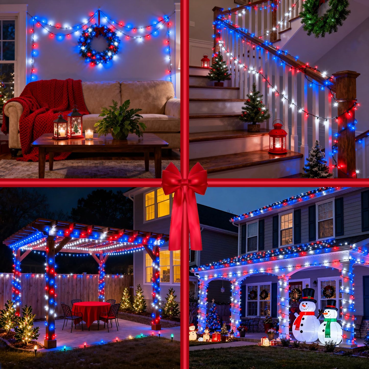 1500 Led Christmas Lights Outdoor With 12 Modes  470Ft Green Wire Christmas String Fairy Lights With Timer & Dimmable  Waterproof Twinkle Tree Lights For House Wedding Xmas Decor  Red White & Blue