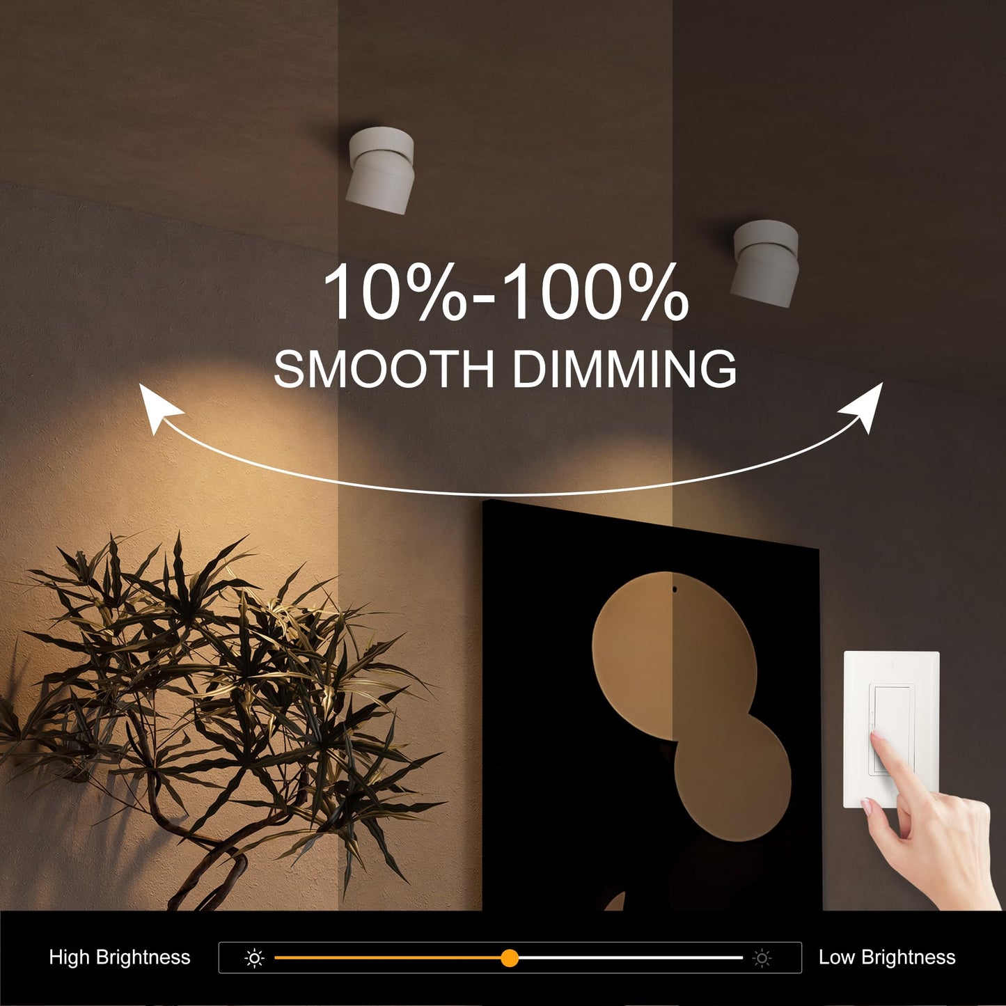 Aisilan Dimmable Ceiling Spotlight  Modern Led Wired Spotlight Indoor 15W Spot Light 350 Directional Lighting  Wall Spot Lights For Picture Panting Living Room Bedroom  3000K Cri 97  White
