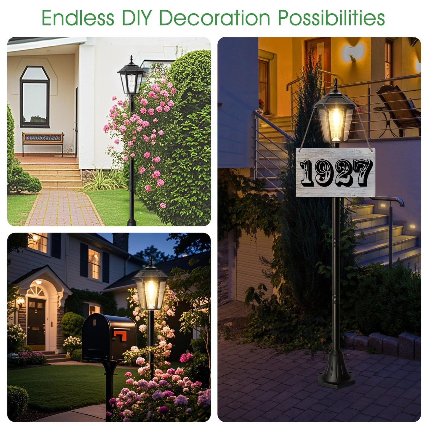 Eyrosa 66 Metal Solar Lamp Post Light 50 Lumens  2 Pack Solar Pole Light Outdoor Waterproof  Post Lighting Outside For Porch Yard Driveway Garden Patio Decor