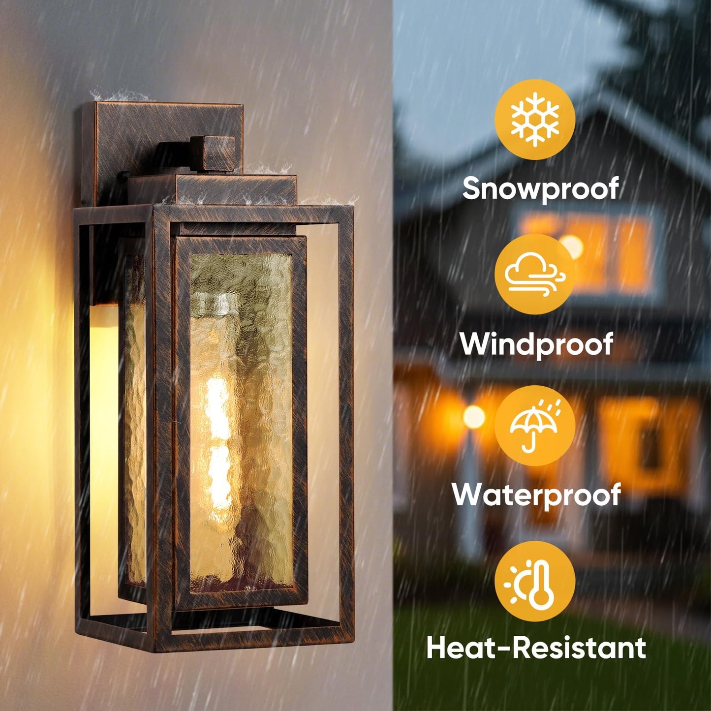 Water Ripple Exterior Porch Light Fixture  2 Pack Outdoor Wall Lantern Black Gold  Wall Mount Lamp  Waterproof Exterior Lighting Fixtures  Outside Garage Sconce Lighting  For Doorway Outdoor Indoor