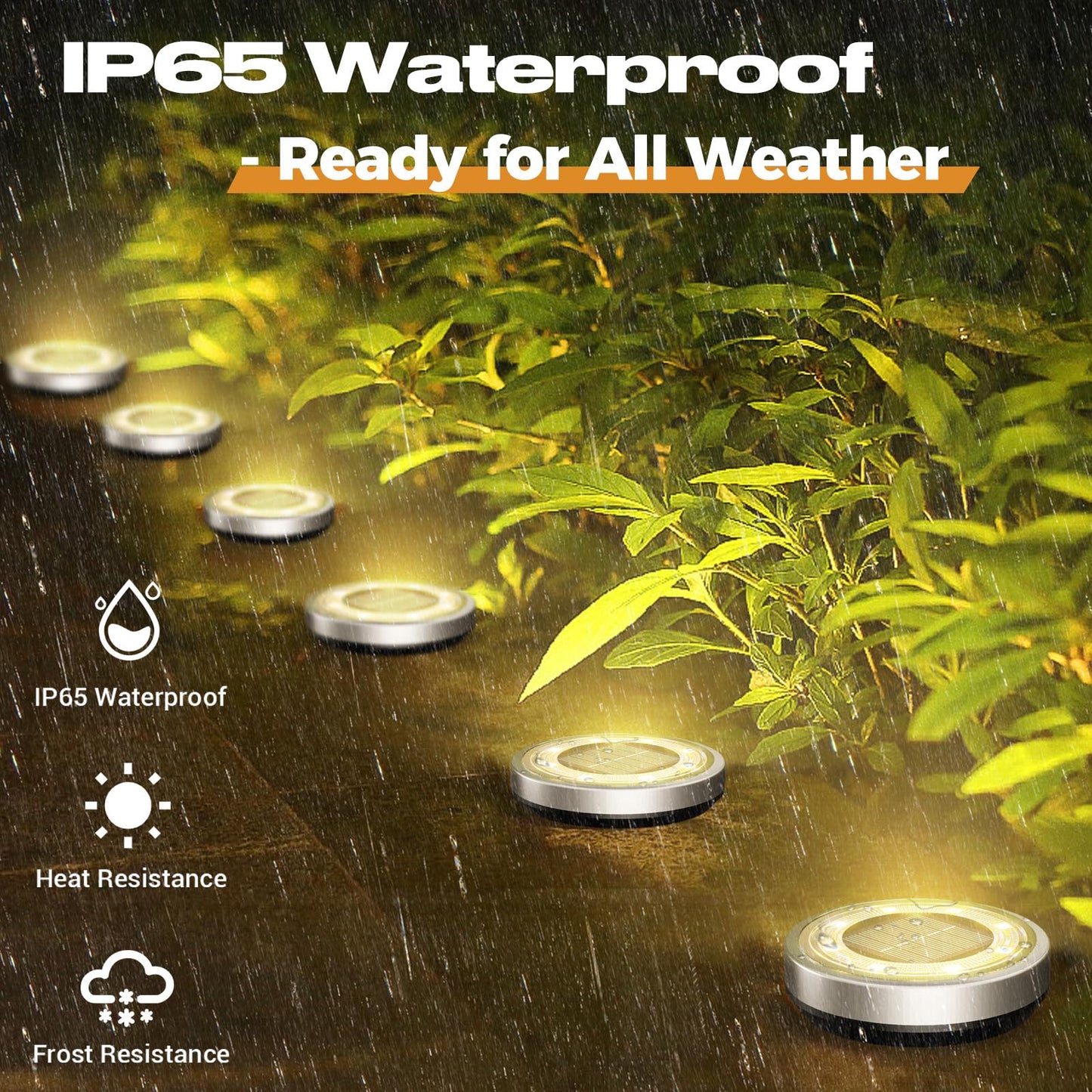 Vighep Solar Ground Lights 24 Pack Flat Solar Light Outdoor Waterproof  Bright Led Solar Disc Lights  3000K Warm White Landscape Lighting For Outside Yard Garden Pathway Driveway Lawn