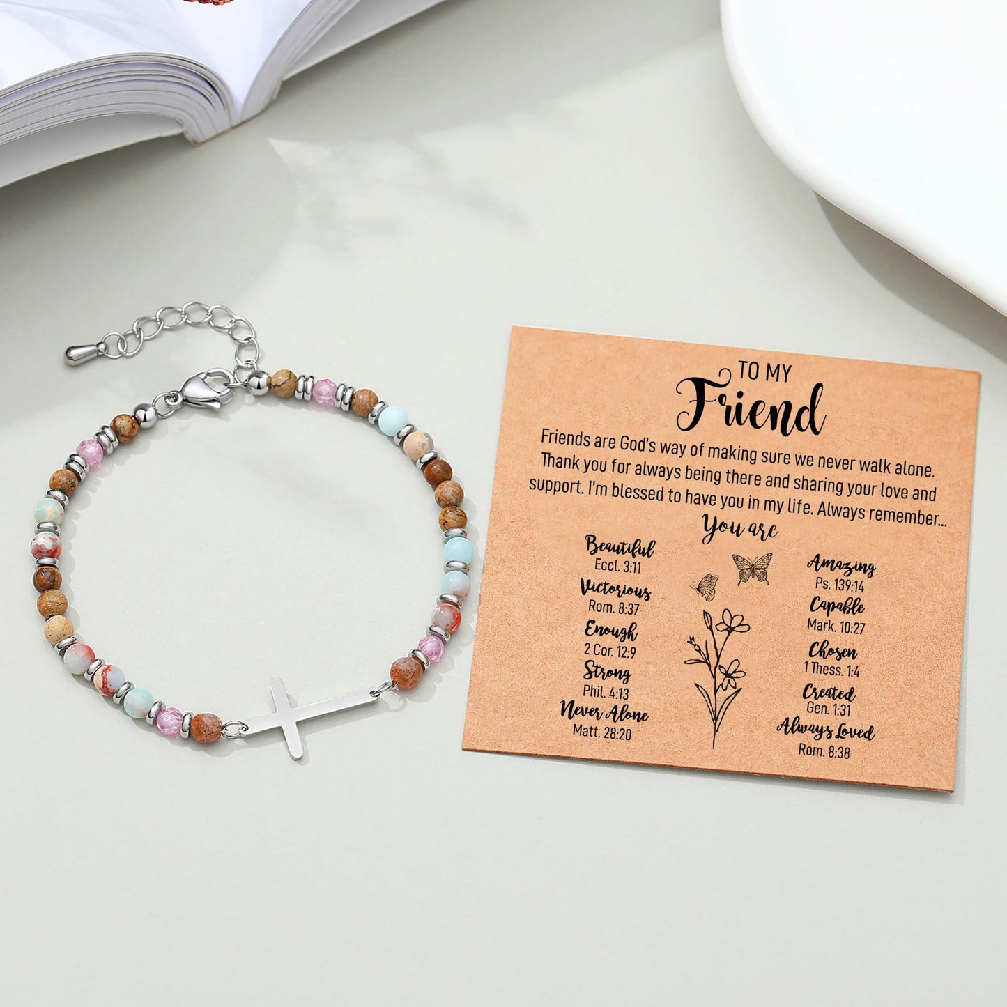 AryaHozel Friendship Bracelets for Women, Cross Bracelet, Best Friend Friendship Gifts for Women, Best Friend Birthday Gifts for Woman Friends Bff Bestie Female Christmas Valentines Christian Jewelry