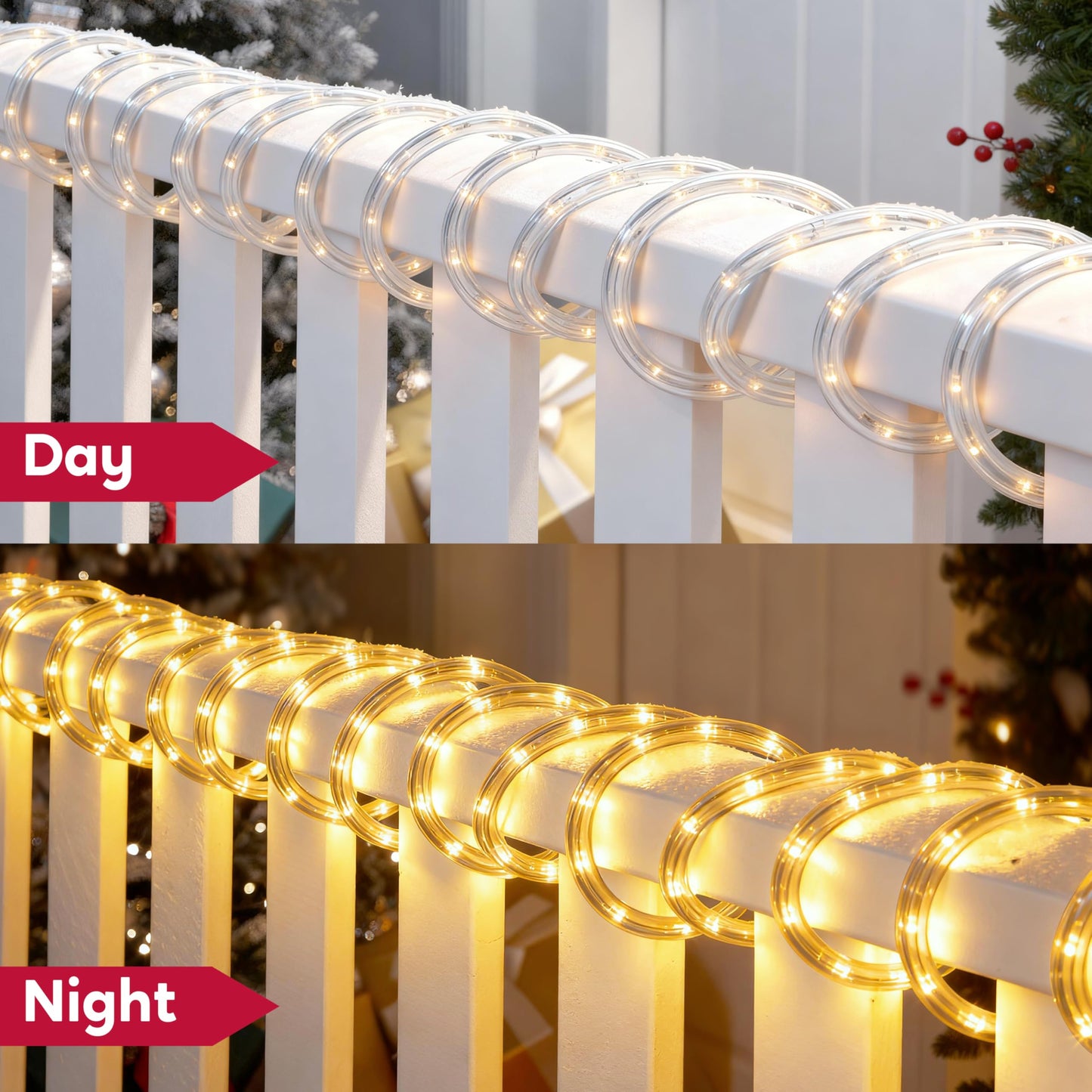 Joiedomi 40Ft Led Candy Cane Rope Lights  Waterproof Outdoor 360 Led Christmas Decor Lights For Garden Yard Party Xmas Christmas Holiday Decorations (Warm White)