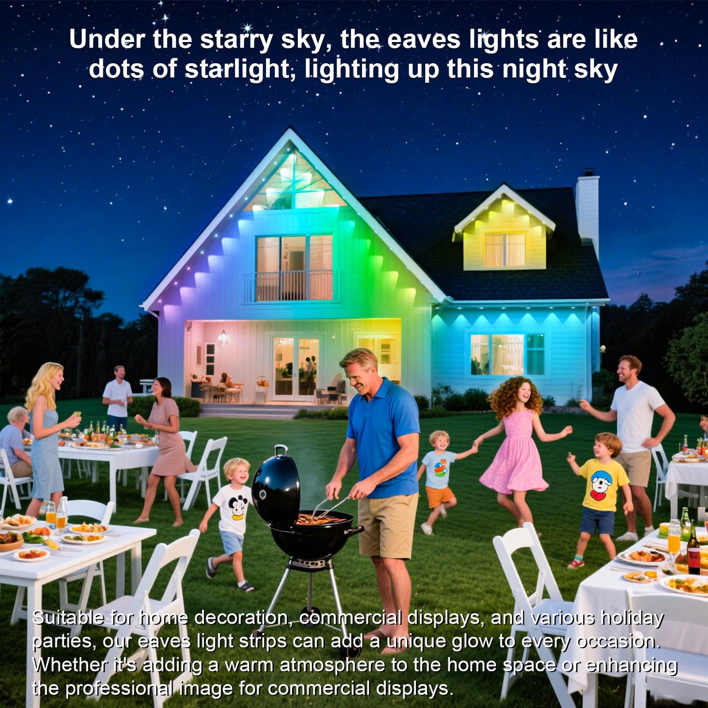 Inzidol Permanent Outdoor Lights 300Ft Rgb Eave Light Ip67 Waterproof Lighting For House Smart Led With App/Remote Control For Outdoor Decor Garden Decor Party Holiday