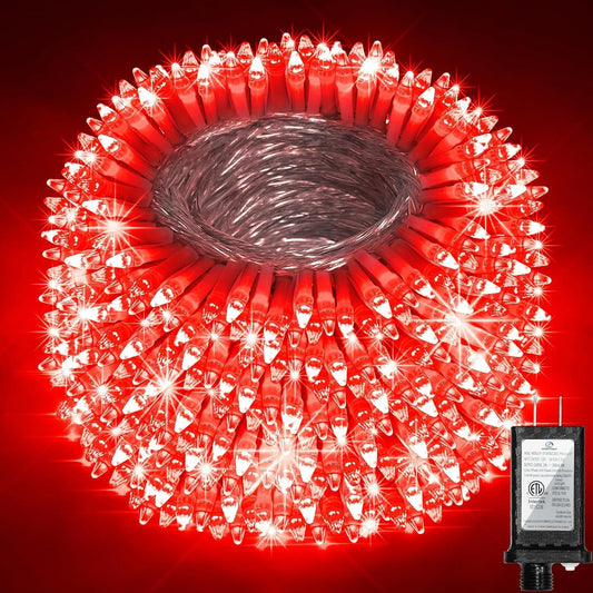 1500 Led 470Ft Christmas String Lights Outdoor  12 Pro Modes And Timer Memory & Brightness  Plug In Waterproof Clear Wire Twinkle Light For For Xmas Yard Tree Wedding Party Decor (Red)