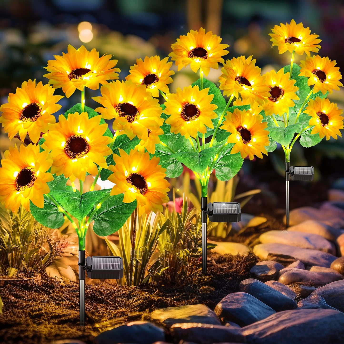 Solar Lights Outdoor Garden Decor  Upgraded 6 Pack With 36 Sunflowers  Auto On/Off Solar Flowers  Waterproof Garden Lights For Yard Patio  Gift For Mother