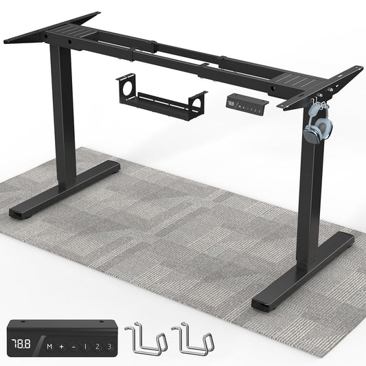 Xyndyx 264 lbs Capacity Dual Motor Electric Standing Desk Frame, Height Adjustable Sit Stand up Desk Legs for 39.4” to 74.8” Desktop, Anti-Collision Function, Cable Tray, 2 Hooks, Black Frame Only