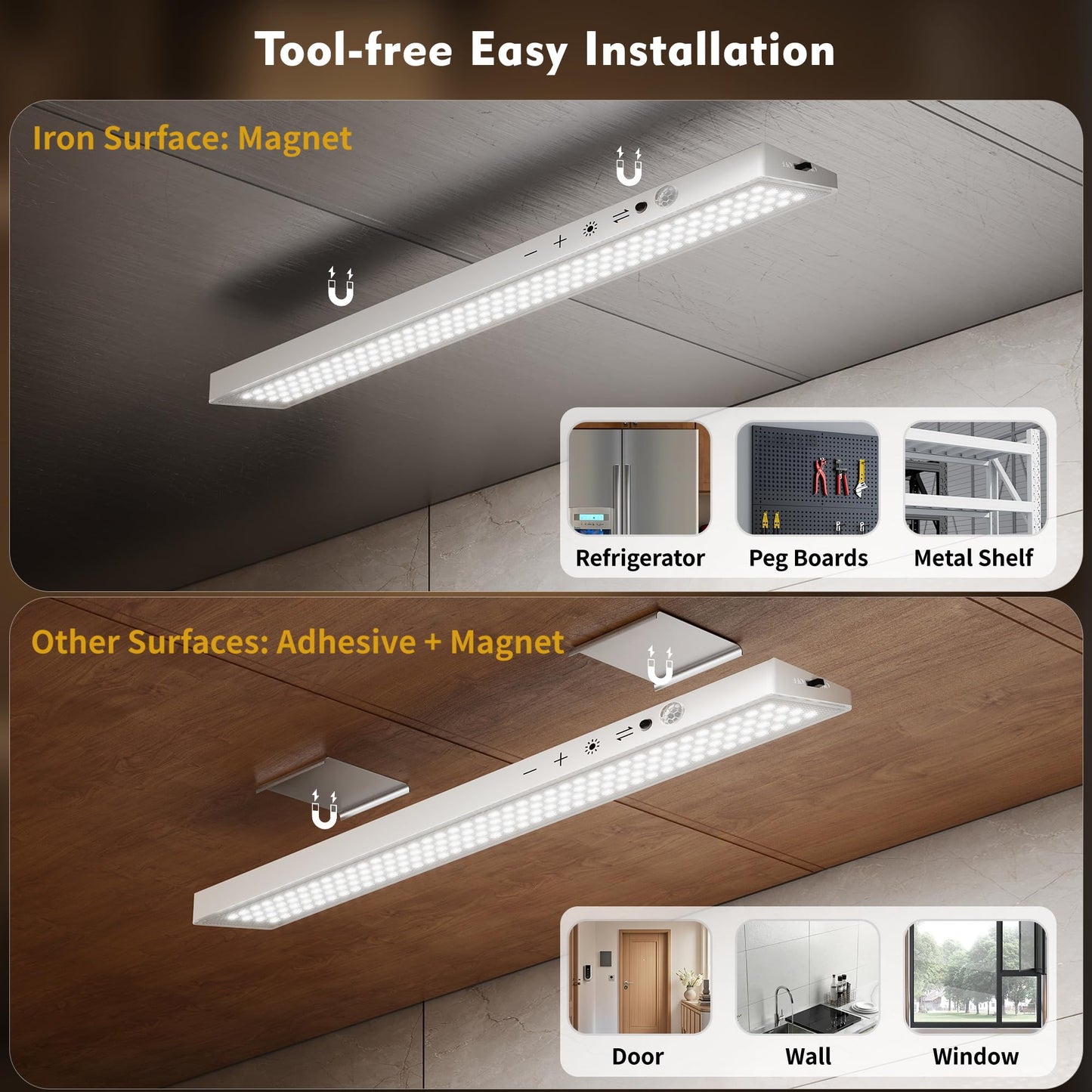 160Leds Touch-Control Under Cabinet Lighting W/4000Mah Battery  Cordless Motion Sensor Under Counter Lights For Kitchen  Magnetic Rechargeable Closet Lights - 5Pack/White  2025 Fall