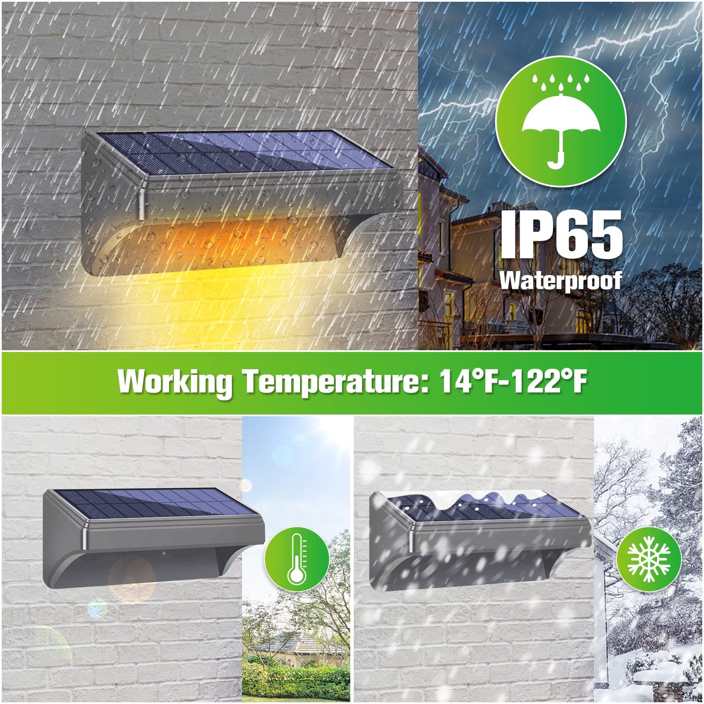 Bridika Solar Fence Lights, 8 Pack-Plus, Warm & Cool White LED, Waterproof, Model WL07 Plus, for Outdoor Use
