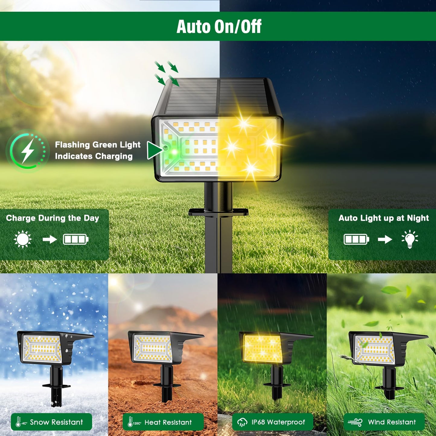 Lamkeep Solar Spot Lights Outdoor With 60 Led & Auto On/Off  6 Pack Solar Lights Outdoor Waterproof Ip68 With 3 Lighting Modes  2-In-1 Solars Landscape Light For Outside  Garden  Yard(Warm White)