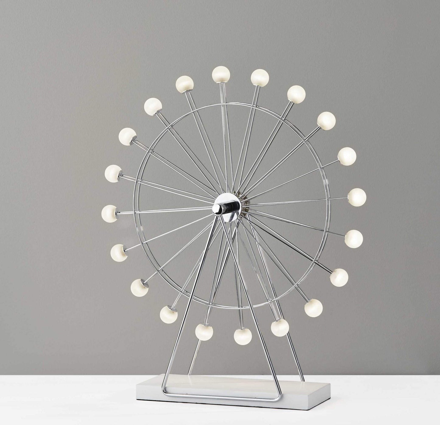 HomeRoots 22in LED Table Lamp, Off White Metal Base, Acrylic Globe Shade, Model HRF-372849