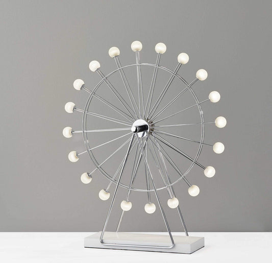 HomeRoots 22in LED Table Lamp, Off White Metal Base, Acrylic Globe Shade, Model HRF-372849