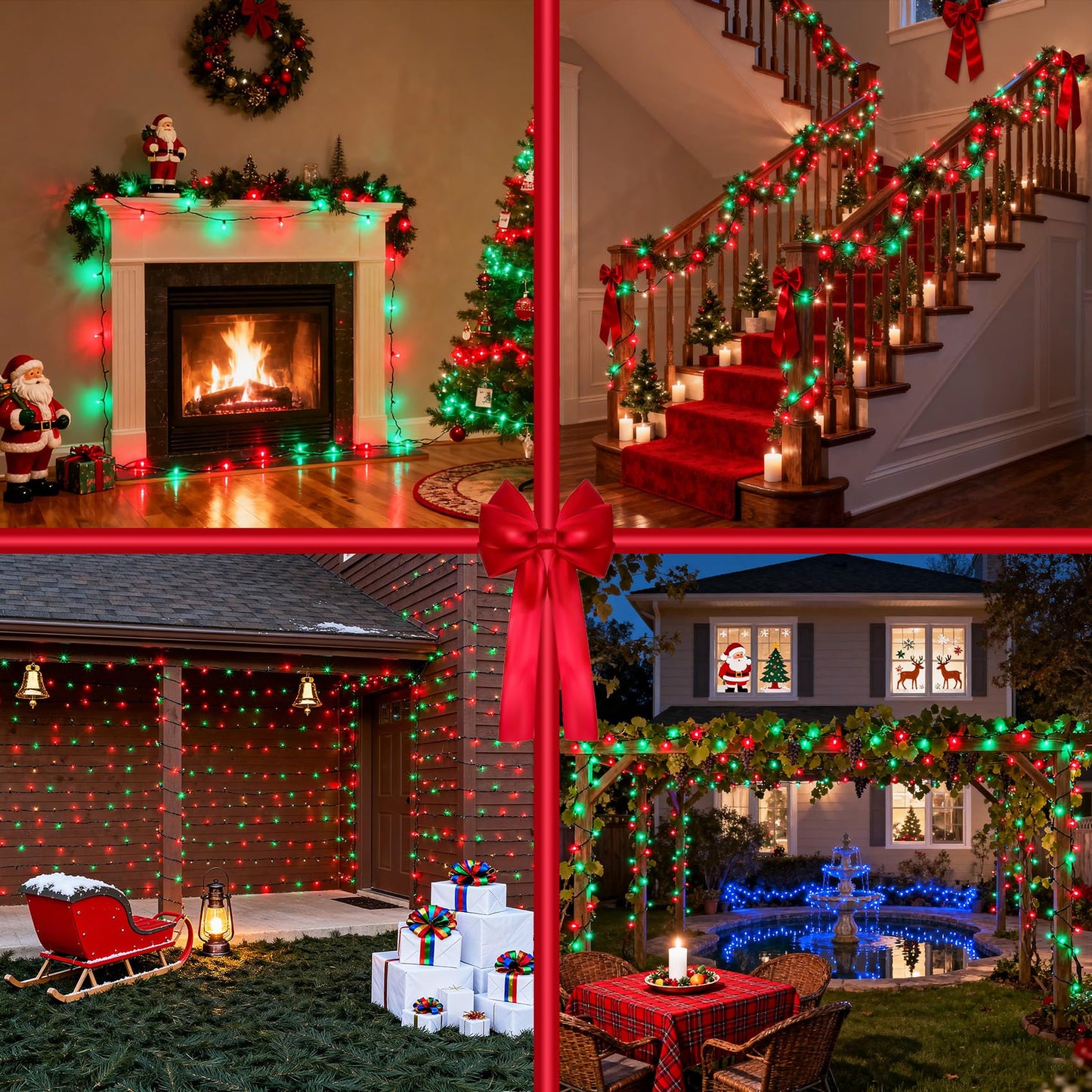 1500 Led 470Ft Christmas Lights Outdoor  Christmas String Fairy Lights With Timer & Memory  Waterproof 12 Modes Dimmable Twinkle Tree Lights For Home Patio Wedding Party Yard Xmas Decor  Red & Green