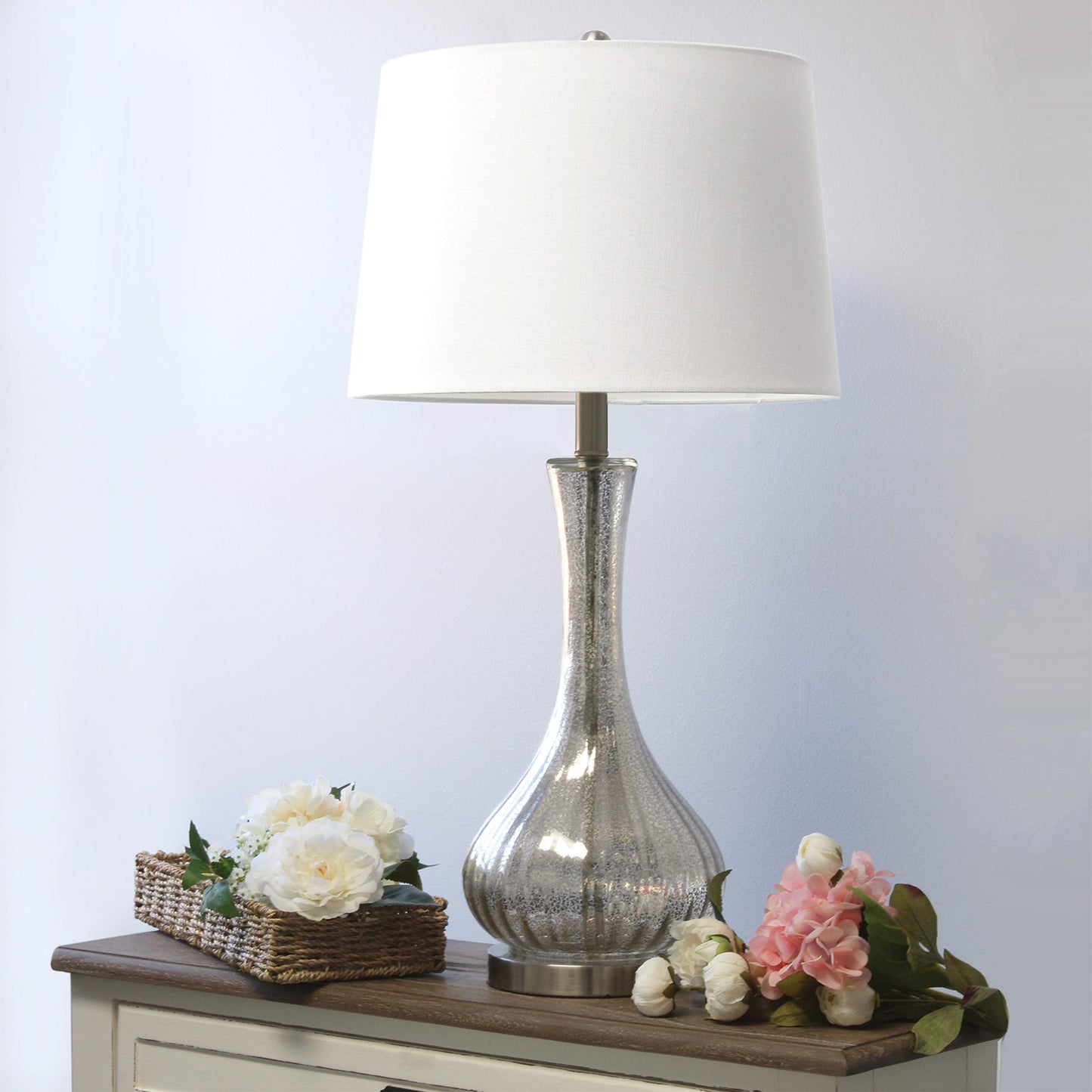 Elegant Designs LT3318-MUR Mercury Vase Table Lamp - Fabric, Mercury Color