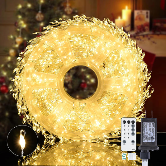 Fairy Lights Plug In  Dailyart 2000 Led Twinkle String Light With Remote 130Ft Waterproof 8 Modes Warm Cluster Lights With Timer For Bedroom Wreath Window Wedding Christmas Tree Decoration Sliver Wire
