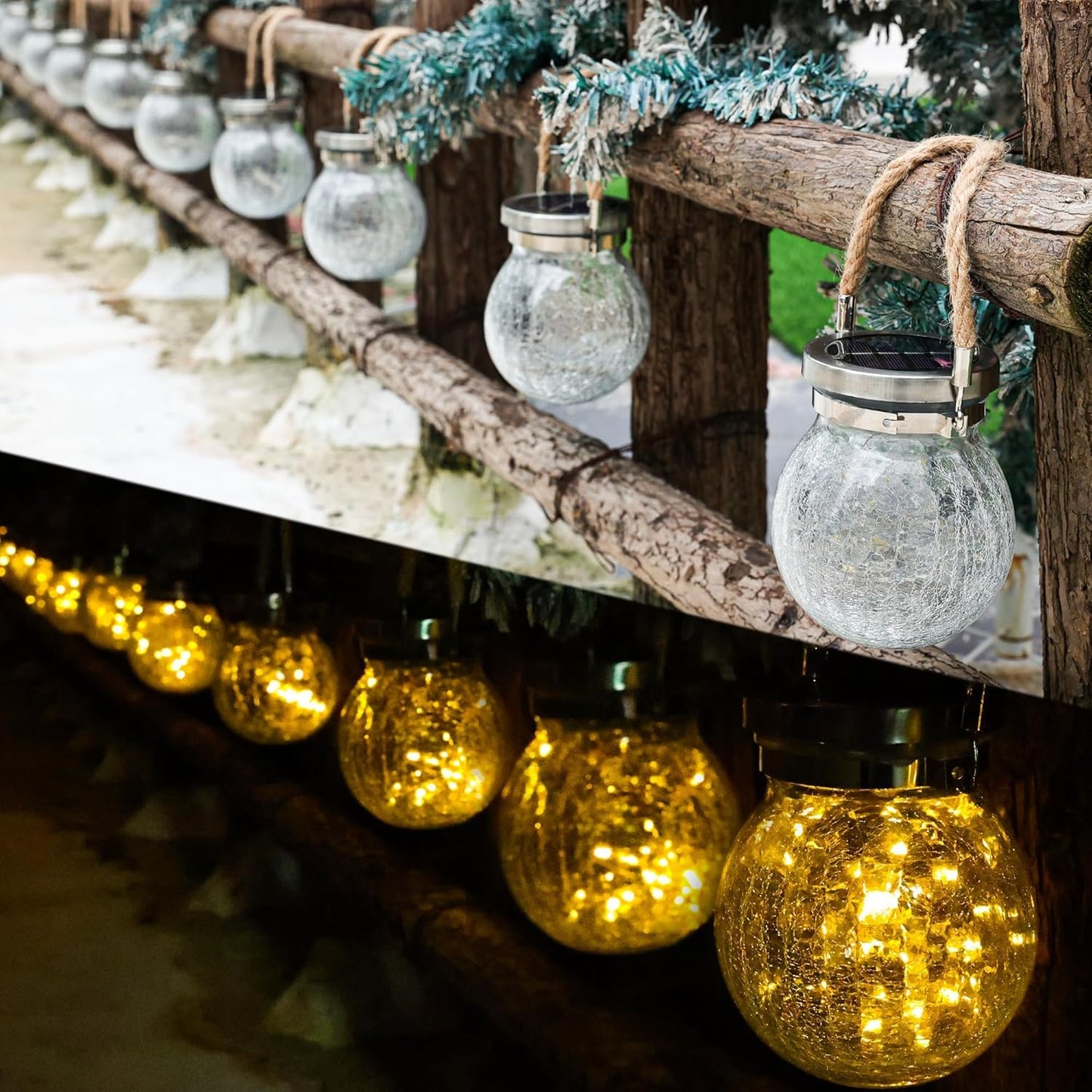 Cooo Christmas Gifts 4 Pack Heavy  le Glass Solar Lantern With 30 Led Firefly Lights- Waterproof Outdoor Hanging Lamp 215% Larger Solar Panel  Stainless Steel Lid Decorative Lighting For Garden