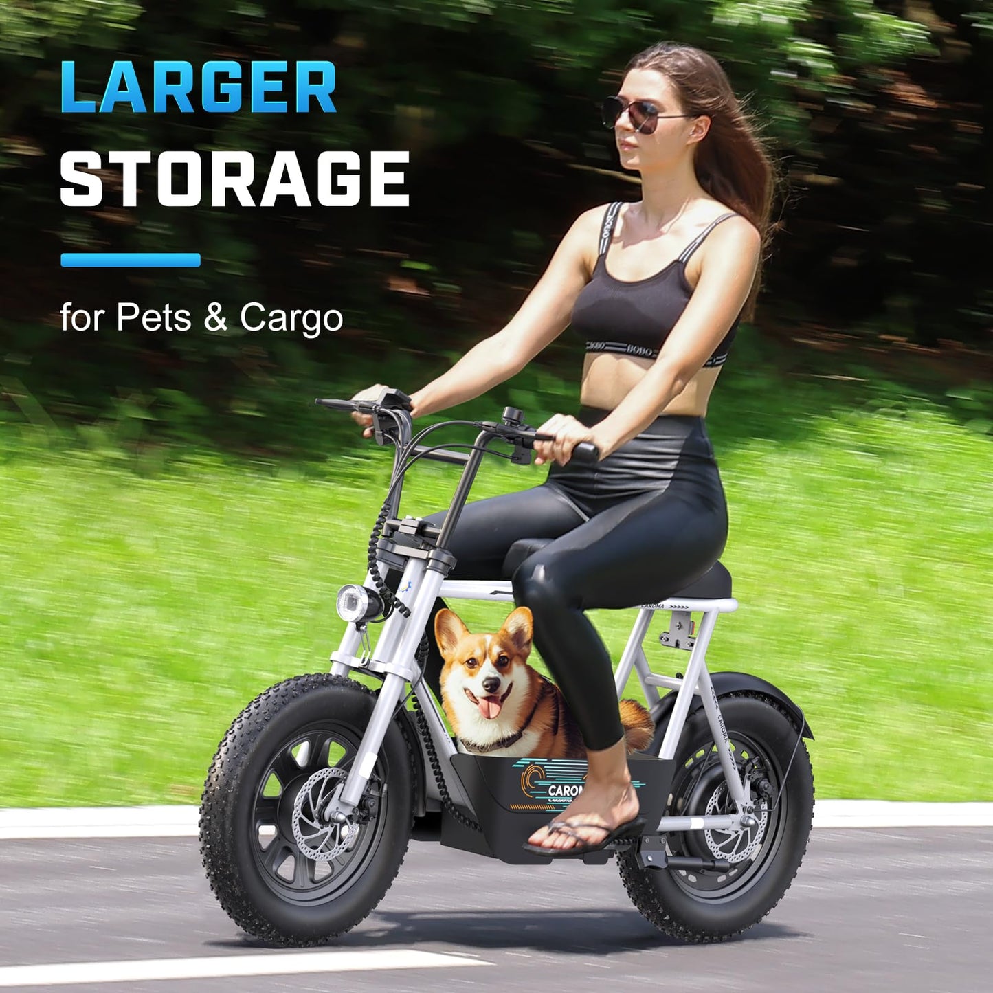 Caroma Peak 800W Electric Scooter with Seat, 16" Fat Tire Electric Scooter for Adults & Teens, 25 Miles Ranges 20MPH Max Speed, Electric Motorcycle for Commuting with Basket (White)