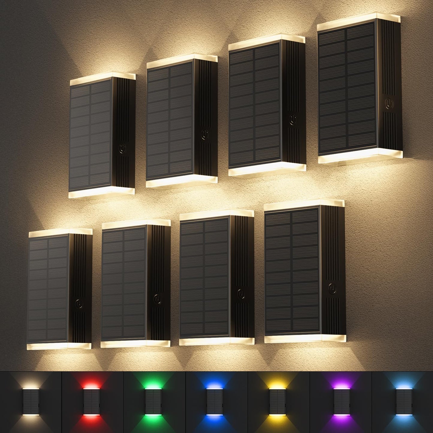 Ugdluck Solar Lights Outdoor 8 Lighting Modes Dusk To Dawn Lighting Wall Sconce Ip67 Waterproof Up And Down Solar Wall Light Front Door Light For House  Garage  Porch  Doorway Fence (8 Pack)