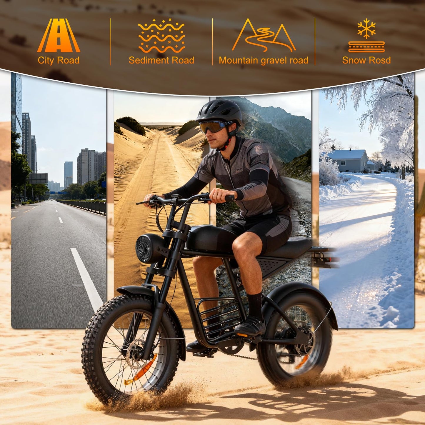 YUCHETX Electric Bike for Adults with Peak 1600W Peak Motor,Max Speed 35MPH,Up to 60Miles,Moped ebikes with 18.9AH Battery,20" Fat Tire Adult Electric Bicycle,Shipped from USA Warehouse
