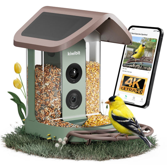Beako™ Smart Bird Feeder with 4K Camera - Lifetime AI Bird Species Identification, No Subscription Required, 8MP Live Stream & Photos, Auto Capture, Real-Time Notifications, Solar Powered for Outdoors