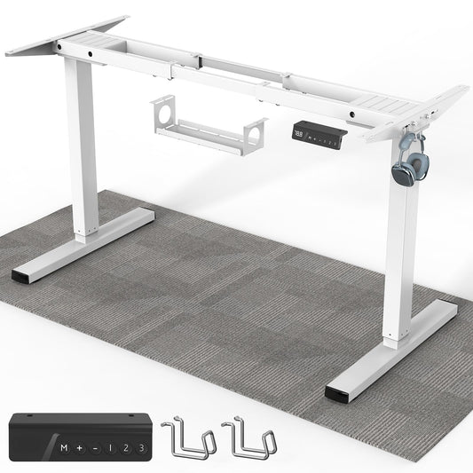 Xyndyx 264 lbs Capacity Dual Motor Electric Standing Desk Frame, Height Adjustable Sit Stand up Desk Legs for 39.4” to 74.8” Desktop, Anti-Collision Function, Cable Tray, 2 Hooks, White Frame Only