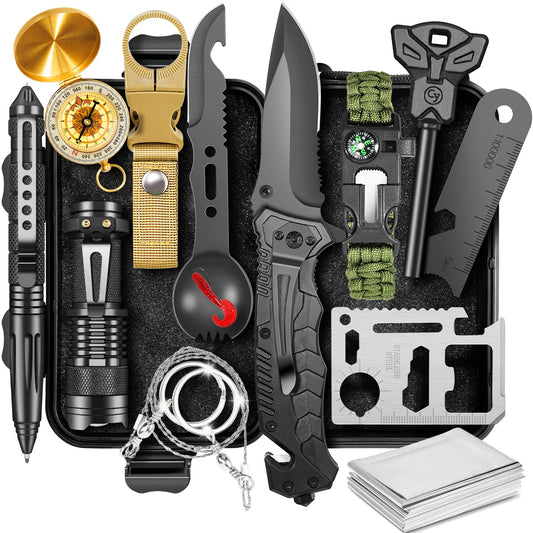 ASTNES Gifts for Men Him Dad, Survival Kits and Equipment 14 Pcs, Christmas Stocking Stuffers, Anniversary Birthday Gifts for Husband Boyfriend Guy, Camping Essentials, Cool Gadgets for Men