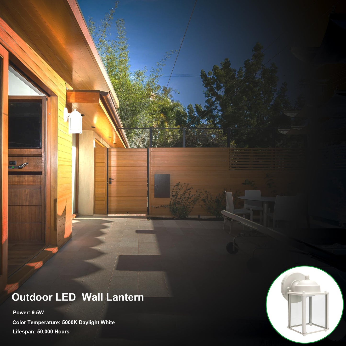 LIT-PaTH Outdoor LED Wall Lantern, 800 Lumen, 5000K Daylight White, Aluminum, 2-Pack White, Model LT-WL017